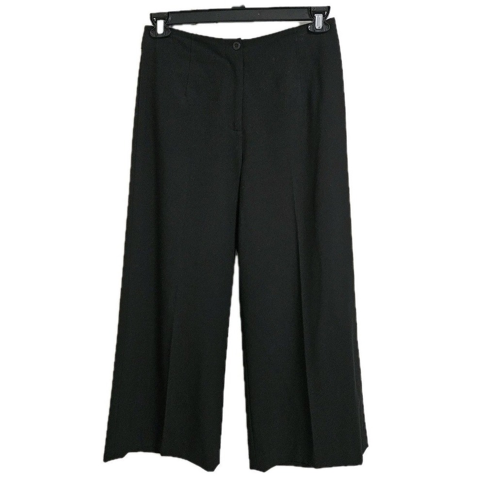 Talbots Pants Women 6‎ Black Wide Leg Crop Stretch Career Professional Trouser